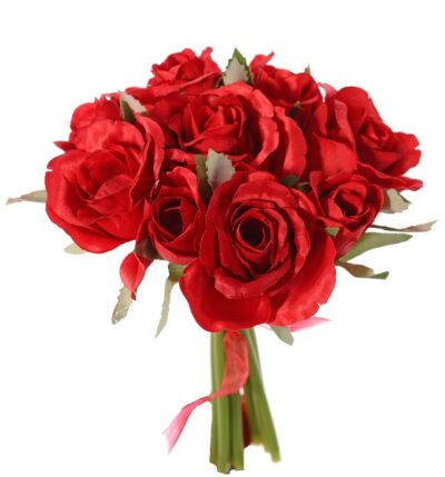 Kunstboeket Roos 9 roosjes 20 cm rood