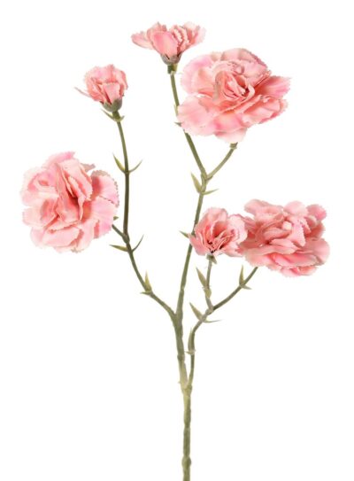 Kunstbloem Anjer (Dianthus) 3x vertakt, met 3 bloemen (3 L, 3 S), 56 cm, real touch