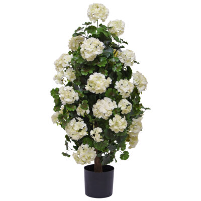 Kunstplant Geranium pyramide 110cm wit UV