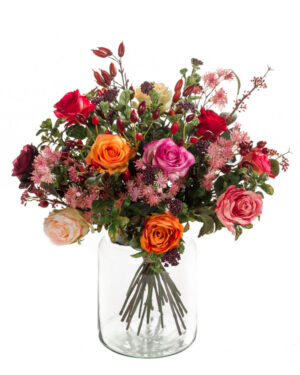 Kunstboeket flame roses 45cm
