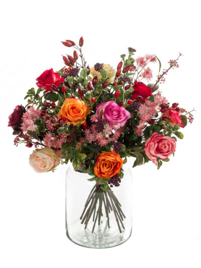 Kunstboeket flame roses 45cm