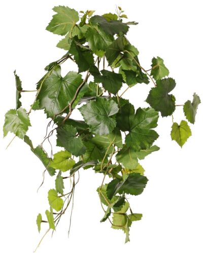Kunsthangplant Druivenplant (Vitis vinifera) met 54 bladeren, 2 klimwortels & 3 plastic bladtoeven, UV bestendig en brandvertragend, 60 cm