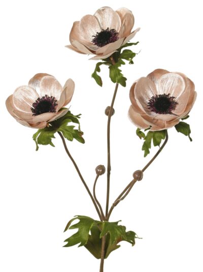 Kunstbloem Anemoon 3 bloemen creme 73cm