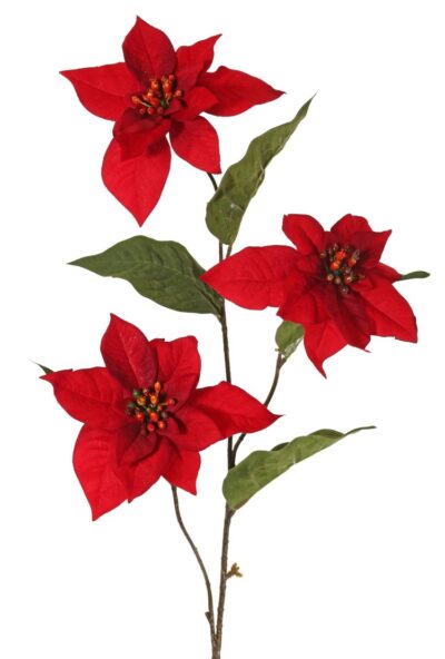 Kunstbloem Poinsettia Kerstster rood 80cm
