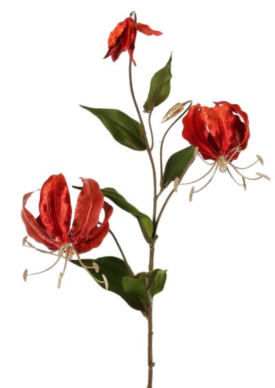 Kunstbloem Lelie Gloriosa oranje rood 80cm